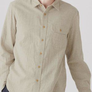 Muji Mens Button Up Shirt Khaki - Medium